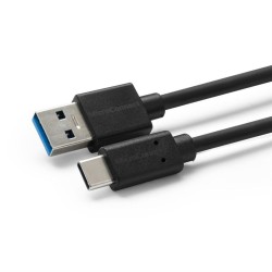 USB-C naar USB-A Nylon Oplaadkabel 1M Zwart
