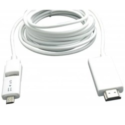 USB Micro naar HDMI MHL kabel-5-pins + 11-pins (Samsung)/wit-2,5 M