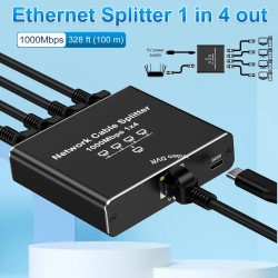 Gigabit Ethernet Splitter 1 tot 4 Netwerk Uitbreiding