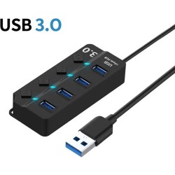 USB-C/USB-A 3.0 naar USB-A Hub 4 Poorts met aan/uitknop USB-C/USB-A 3.0 naar USB-A Hub 4 Poorts met aan/uitknop