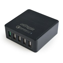 USB Snellader QC3.0 5-Poorts Zwart USB Snellader QC3.0 5-Poorts Zwart